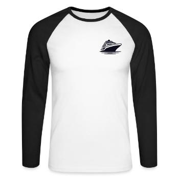 Cruising Ship Logo Emblem Cruise Ship Cruise - Unisex Long Sleeve Baseball T-Shirt - white/black - Front - Nik (191cm)