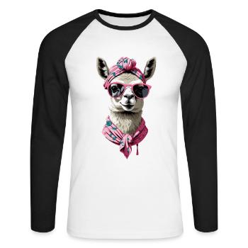 Llama Loving Mom Funny Mom Design - Unisex Long Sleeve Baseball T-Shirt - white/black - Front - Nik (191cm)