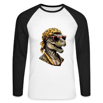 Lustige Dinosaurier Mutter Coole Dino Frau Style - Unisex Baseballshirt langarm - Weiß/Schwarz - Vorne - Nik (191cm)