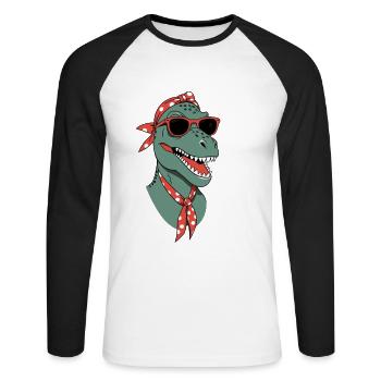 Drôle Dinosaure Maman Cool Dino Femme Style - T-shirt baseball manches longues Homme - blanc/noir - Devant - Nik (191cm)