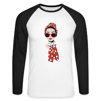 Iconic Woman Stylish Mom Funny Mom - Unisex Long Sleeve Baseball T-Shirt - white/black - Front - Nik (191cm)