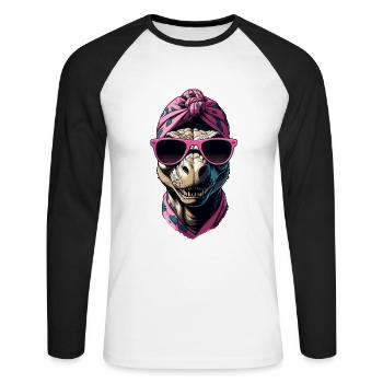 Funny Dinosaur Mom Cool Dino Woman Style - Unisex Long Sleeve Baseball T-Shirt - white/black - Front - Nik (191cm)