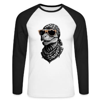 Funny Dinosaur Mom Cool Dino Woman Style - Unisex Long Sleeve Baseball T-Shirt - white/black - Front - Nik (191cm)