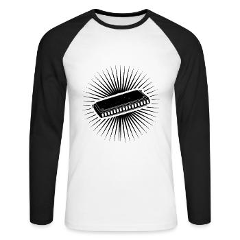 Harmonica Instrument Musicien Harmonique Bouche Ou - T-shirt baseball manches longues Homme - blanc/noir - Devant - Nik (191cm)