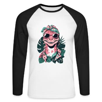 Drôle Dinosaure Maman Cool Dino Femme Style - T-shirt baseball manches longues Homme - blanc/noir - Devant - Nik (191cm)