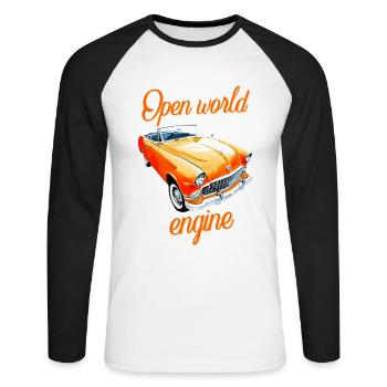 Open world engine Cabriolet Spruch gaming Cabrio - Unisex Long Sleeve Baseball T-Shirt - white/black - Front - Nik (191cm)