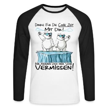 Wir werden dich vermissen - Jobwechsel Kollegen - Unisex Baseballshirt langarm - Weiß/Schwarz - Vorne - Nik (191cm)