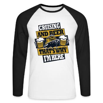 Croisière Et Bière, c’est pourquoi je suis ici Croisière - T-shirt baseball manches longues Homme - blanc/noir - Devant - Nik (191cm)