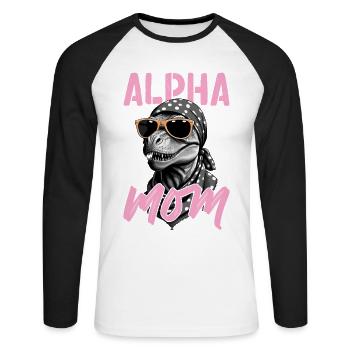 Alpha Mom Drôle Dinosaure Maman Style Dinosaure - T-shirt baseball manches longues Homme - blanc/noir - Devant - Nik (191cm)