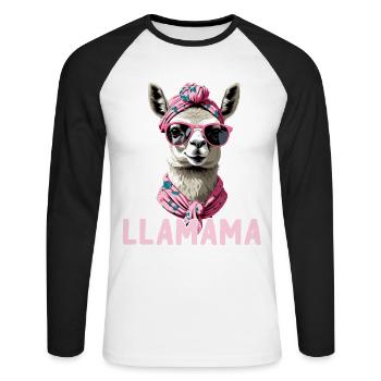 LLamama Llama Loving Mom Funny Design - Unisex Long Sleeve Baseball T-Shirt - white/black - Front - Nik (191cm)