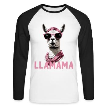 Funny Llama Loving Mom Design - Unisex Long Sleeve Baseball T-Shirt - white/black - Front - Nik (191cm)