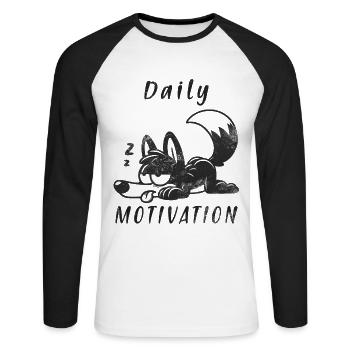 Wolf Schlafen Daily Motivation Pyjama - Unisex Baseballshirt langarm - Weiß/Schwarz - Vorne - Nik (191cm)
