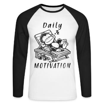 Daily Motivation - Monkeys Sleeping Tired Vibe - Unisex Long Sleeve Baseball T-Shirt - white/black - Front - Nik (191cm)