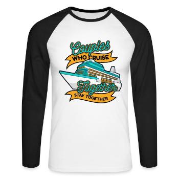 Couples qui naviguent ensemble Croisière en bateau de croisière - T-shirt baseball manches longues Homme - blanc/noir - Devant - Nik (191cm)