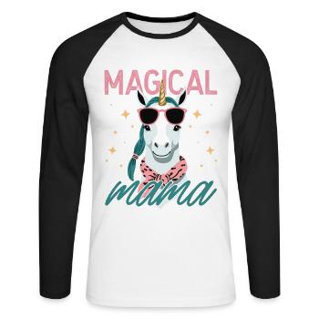 Magical Mom Stylish Unicorn Wife Funny Mom - Unisex Long Sleeve Baseball T-Shirt - white/black - Front - Nik (191cm)