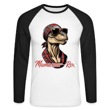 Mamasaur Rex Drôle Dinosaure Mère Iconique - T-shirt baseball manches longues Homme - blanc/noir - Devant - Nik (191cm)