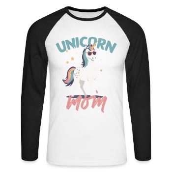 Einhorn Mama Einhörner Liebende Lustige Stylisch - Unisex Baseballshirt langarm - Weiß/Schwarz - Vorne - Nik (191cm)