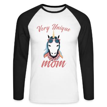 Licorne maman licornes aimant très Unique - T-shirt baseball manches longues Homme - blanc/noir - Devant - Nik (191cm)