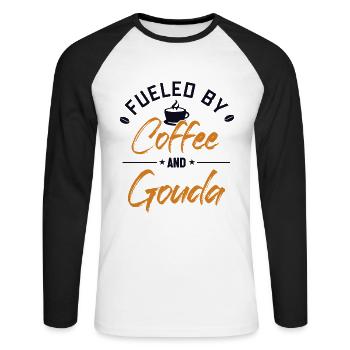 Fueled by Coffee and Gouda Maker Queso Lover - Unisex Long Sleeve Baseball T-Shirt - white/black - Front - Nik (191cm)