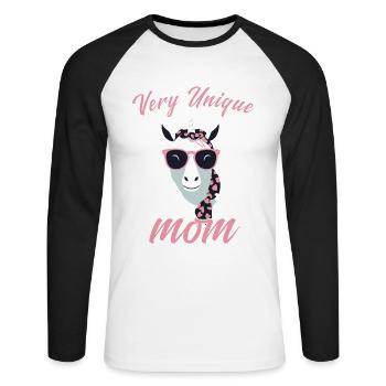 Conception de maman Licorne très Unique - T-shirt baseball manches longues Homme - blanc/noir - Devant - Nik (191cm)