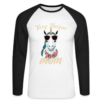 Très Unique Maman Licorne Maman Amoureux - T-shirt baseball manches longues Homme - blanc/noir - Devant - Nik (191cm)