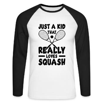 Squash Kids - Juste un enfant qui aime vraiment le squash - T-shirt baseball manches longues Homme - blanc/noir - Devant - Nik (191cm)