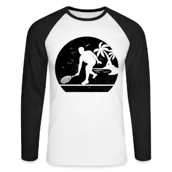 Silhouette de joueur de squash - T-shirt baseball manches longues Homme - blanc/noir - Devant - Nik (191cm)