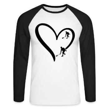 Squash Heart Silhouette de squash Joueur de squash - T-shirt baseball manches longues Homme - blanc/noir - Devant - Nik (191cm)