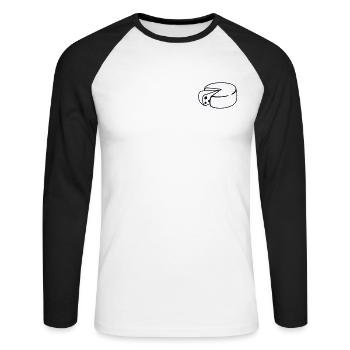 Gouda Logo Emblem Cheesemonger Maker Queso Gouda - Unisex Long Sleeve Baseball T-Shirt - white/black - Front - Nik (191cm)