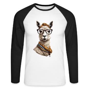 Conception drôle d’alpaga lama pour maman - T-shirt baseball manches longues Homme - blanc/noir - Devant - Nik (191cm)