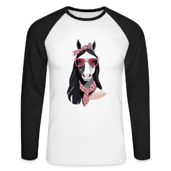 Mama Pferd Pferdeliebhaber Mutter Stilvolle Liebe - Unisex Baseballshirt langarm - Weiß/Schwarz - Vorne - Nik (191cm)