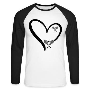 Raquettes de squash Squash Heart Joueur de squash - T-shirt baseball manches longues Homme - blanc/noir - Devant - Nik (191cm)