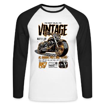 Moto Motards Motard Anniversaire Né En 1957 - T-shirt baseball manches longues Homme - blanc/noir - Devant - Nik (191cm)