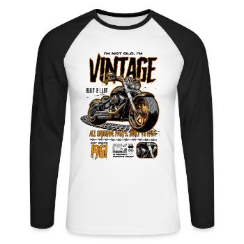 Moto Motards Motard Anniversaire Né En 1961 - T-shirt baseball manches longues Homme - blanc/noir - Devant - Nik (191cm)