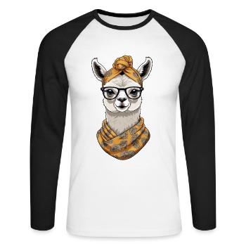 Llama Loving Mom Funny Design Mother's Day - Unisex Long Sleeve Baseball T-Shirt - white/black - Front - Nik (191cm)