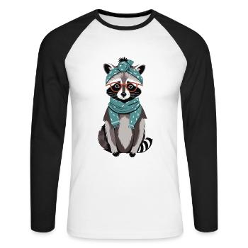 Maman raton laveur amant raton laveur fête des mères - T-shirt baseball manches longues Homme - blanc/noir - Devant - Nik (191cm)