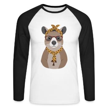 Drôle Capymama Capybara Fête des Mères - T-shirt baseball manches longues Homme - blanc/noir - Devant - Nik (191cm)