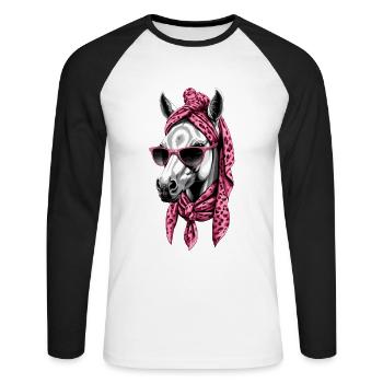 Mama Pferd Stilvolle Pferdeliebe Pferdemädchen - Unisex Baseballshirt langarm - Weiß/Schwarz - Vorne - Nik (191cm)