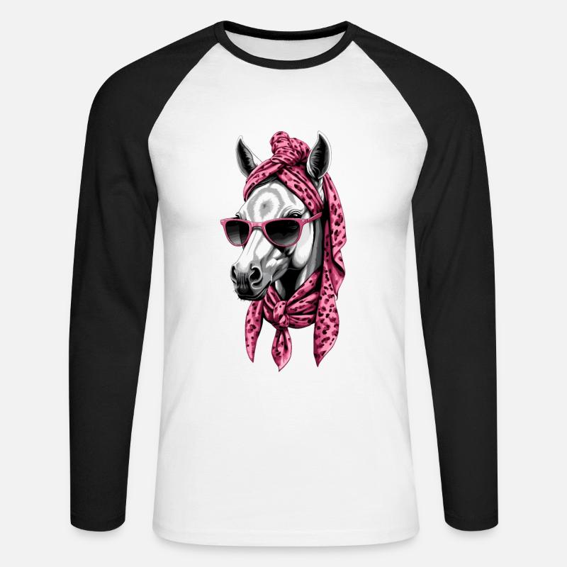 Mama Pferd Stilvolle Pferdeliebe Pferdemädchen - Unisex Baseballshirt langarm - Weiß/Schwarz
