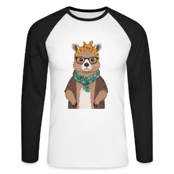 Drôle Capymama Capybara conception de fête des mères - T-shirt baseball manches longues Homme - blanc/noir - Devant - Nik (191cm)