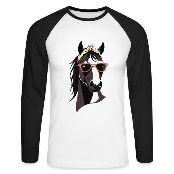 Maman Cheval Cheval Amant Mère Cheval Fille - T-shirt baseball manches longues Homme - blanc/noir - Devant - Nik (191cm)