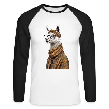 Llama Loving Mom Funny Mom Design - Unisex Long Sleeve Baseball T-Shirt - white/black - Front - Nik (191cm)
