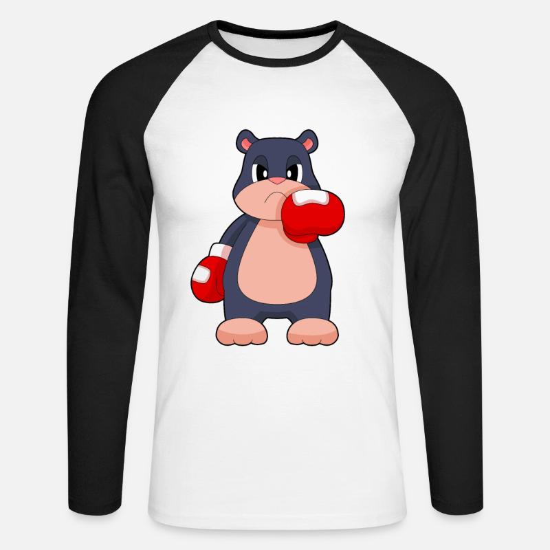 Maulwurf Boxer Boxhandschuhe Boxen - Unisex Baseballshirt langarm - Weiß/Schwarz
