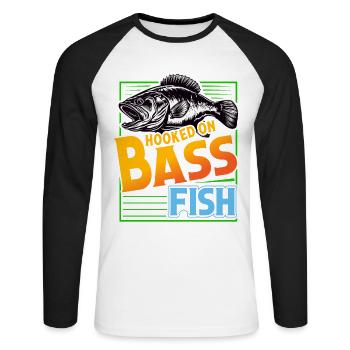 Süchtig nach Barschfischen - Unisex Baseballshirt langarm - Weiß/Schwarz - Vorne - Nik (191cm)