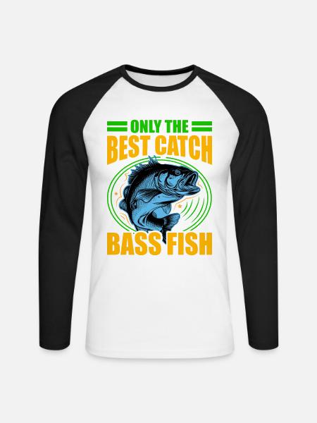 Nur der beste Fang Barschfische - Unisex Baseballshirt langarm - Weiß/Schwarz