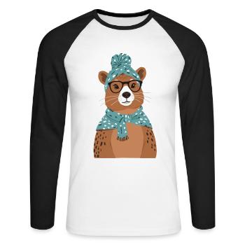 Funny Capymama Capybara Mom - Unisex Long Sleeve Baseball T-Shirt - white/black - Front - Nik (191cm)