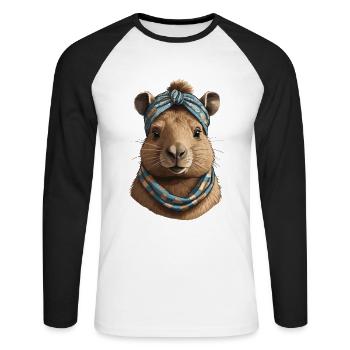 Funny Capymama Capybara Mom - Unisex Long Sleeve Baseball T-Shirt - white/black - Front - Nik (191cm)