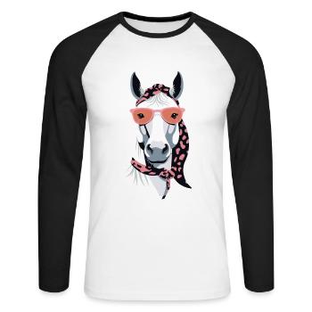Mama Pferd Pferdeliebhaber Mutter Stilvolle Liebe - Unisex Baseballshirt langarm - Weiß/Schwarz - Vorne - Nik (191cm)