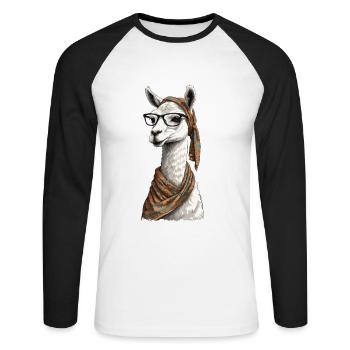 Llama Loving Mom Funny Alpaca Design - Unisex Long Sleeve Baseball T-Shirt - white/black - Front - Nik (191cm)