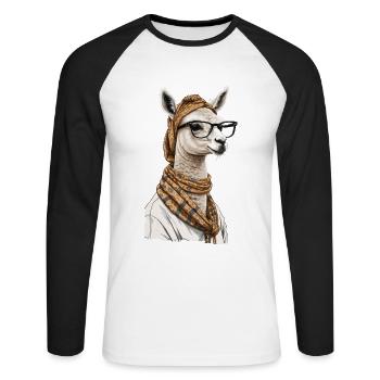 Conception drôle d’alpaga lama pour la fête des mères - T-shirt baseball manches longues Homme - blanc/noir - Devant - Nik (191cm)